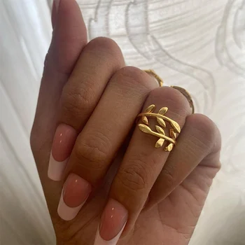Olajfa-Ág Indul Gyűrűk, Nők, Férfiak Nyitva Állítható Arany Gyűrű Növény Női Csülök Ujját Esküvői Zenekar Bohém Ékszerek