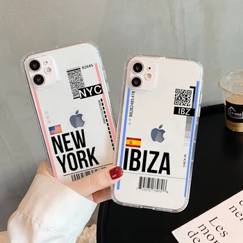 Repülőjegy USA város London, Párizs, Tokió Utazás Átlátszó telefon tok iPhone 11 12 13 mini pro XS MAX 8 7 6 6 Plusz X SE XR