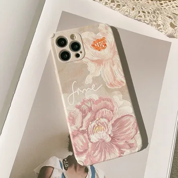 Retro francia rose édes, romantikus Virágok Telefon tok iPhone 11 12 Pro Max Xs Max XR Xs 7 8 Plusz X 7Plus esetben Aranyos, Puha Borító