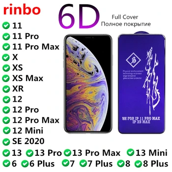 rinbo Teljes Borító Edzett Üveg iPhone 12 13 Pro X Xs Xr 11 Pro Max képernyővédő fólia iPhone 8 7 6 6 Plusz Üveg Film