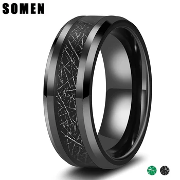 Somen Férfiak, Wolfram Gyűrű, 8 mm-es, Fekete /Kék, Zöld, Esküvői Zenekar Új Design Férfi Gyűrű Magas Csiszolt Fazettás képszél Méret 7-13