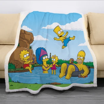 Springfield Simpsones Családi Plüss Takaró Dobja a Kanapé Fedezze Egyszemélyes Ágynemű Baba Fiúk, Lányok, Gyerekek Ajándék