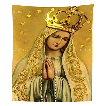 Szeplőtelen Szíve, Mária Katolikus Ima Vallásos Művészet Gobelin Falra A Nappali Indie Szoba Dekoráció