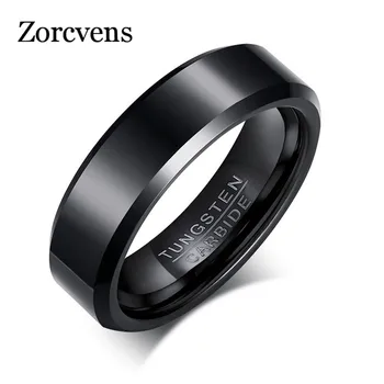 TOBILO 2020 Új Szilárd Fekete Színű Tiszta Volfrám-Karbid Gyűrűk Eljegyzési Gyűrűk Férfi Gyűrűk, Ékszerek