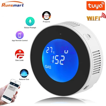 Tuya Okos Gázszivárgás Érzékelő Riasztó, WiFi Smart Home Metán/Propán Figyelmeztető Detektorok, a Hang, Hang, Usb Tápegység
