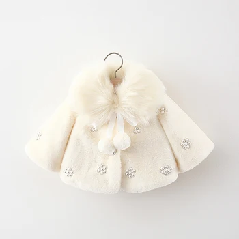 Téli újszülött kislány ruha ruha gyöngy, prémes köpeny köpeny felsőruházat lányoknak baba ruhával 1. szülinapi, Karácsonyi dzseki kabát