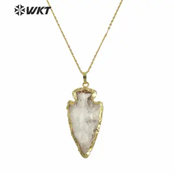 WT-N791 WKT Exkluzív Nagy Kő Nyaklánc természetes kő nyílhegy medál 24 karátos arany strim kő nyaklánc ékszer