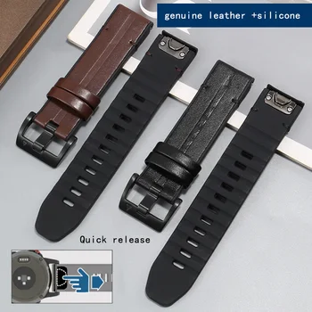 Yopo Valódi Bőr Szíj Csere Garmin Fenix 3HR 5X 6X Plus Pro gyorskioldó Szilikon Watchband 22 26mm