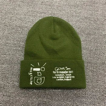 Zöld Hímzett Scott Travis Kaktusz Jack Beanie kiváló Minőségű Kalap Sapka kalapját a nők számára sapkák kalapját nagykereskedelmi
