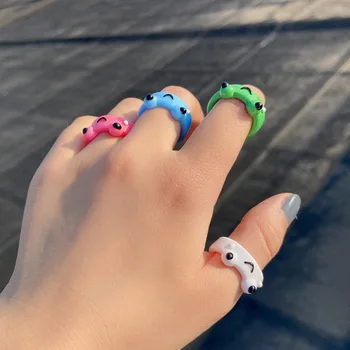Új Aranyos Béka Gyűrű Csaj Akril Gyanta Gyűrűk Nők Lány Egyszerű Állati Esztétikai Ékszerek Barátság Gyűrű a Férfiak