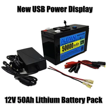 Új USB-Power Kijelző 12v 50ah 18650 Lítium Akkumulátor Alkalmas a Napenergia Elektromos Jármű Akkumulátor+12,6 v Díj