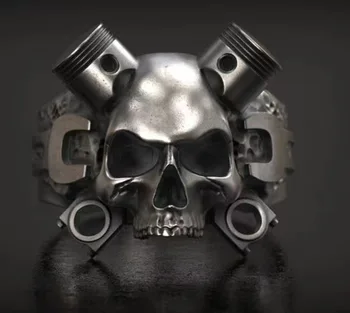 Új Érkezés Férfi Gyűrű Retro Punk Stílusú Fekete Mechanikus Koponya Eltúlzott Gyűrű, Férfi Ajándék, Luxus Ékszer Férfi Nagykereskedelem