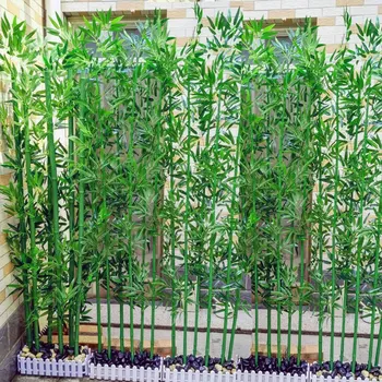 10db Mesterséges Zöld Bambusz Levelek Szimuláció Zöld Növények DIY Esküvői Home Office Étterem Miniatűr Táj Dekoráció