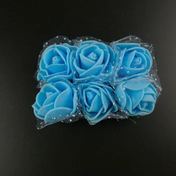 12db 3,5 CM Olcsó Mesterséges Mini PE Hab Rózsa a Virágok Fejét Diy Esküvői Szoba Esküvői Autó Dekoráció Szimuláció Virág Labda