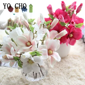 2 Fej 3D Selyem Virágok, Orchidea, Magnólia Ág Kis Mesterséges Orchidea Virágok Haza Esküvői Asztal Fél Decor Hamis Virágok