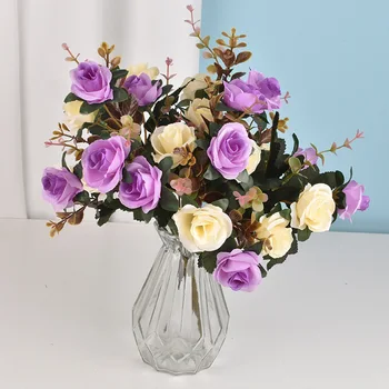 3 DB Mesterséges Rose Hamis Növény Virágot Haza-Dekoráció Esküvői Fotózás Személyzet
