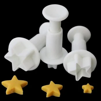 3Pcs DIY Fondant Torta Embosser Csillag Virág sütőformákat Keksz Formák Hab Dombornyomás Dekoráció Vágó Torta Bakeware Eszközök