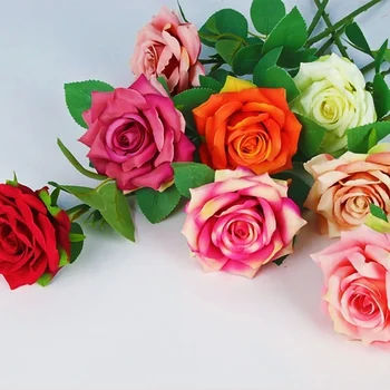 44cm Hosszú Mesterséges Virág, Valentin-Napi Vallomás Csokor Egyetlen Többszínű 3D Rose lakberendezési Holiday Party Díszek