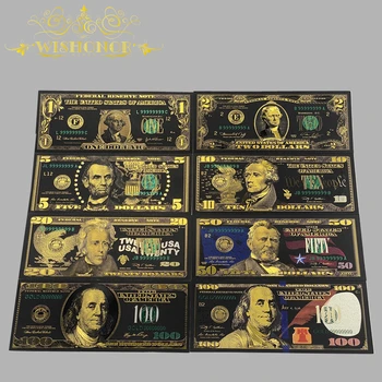 8db/Set Szép Amerika Bankjegy 1 2 5 10 20 50 100 Arany Bankjegy, a 24 karátos Aranyozott Gyűjtési