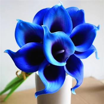 DK Kék lila Kála Igazi Érintse meg a Virágok mesterséges virágokat Selyem Esküvői Csokrok, Asztaldíszek, Esküvői Dekoráció