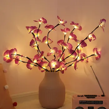 LED Phalaenopsis Virág Ág Lámpa Tündér fényfüzért Szimuláció Orchidea Fények Váza, Asztali Díszek, Otthon Dekoráció