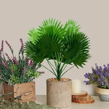 Mesterséges Növény, 60cm, 15 fogú Palm Legyező alakú Levél, Cég Puha Dekoráció, Kert, Cserepes Hamis Növények, Otthon Dekoráció