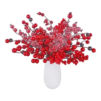 Mesterséges Piros Bogyós Növények Fél Asztal Dekoráció Karácsonyi Virág Ág Menyasszonyi Esküvői DIY Csokor Buborék Mesterséges fenyőtoboz