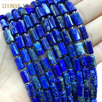 Nagykereskedelmi 100% - ban Természetes Kő Kék Lapis Lazuli Csiszolt Távtartó Henger Gyöngy Ékszerek Készítése DIY Karkötő, Nyaklánc, Medálok