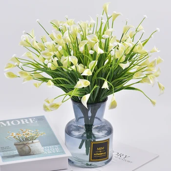 Új gyönyörű mini mesterséges calla levél műanyag hamis lily Vízi növények otthon terem dekoráció virág