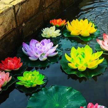 Új Értékesítési 2db 9cm Magas Minőségű Úszó Mesterséges Hab Lotus Akvárium akvárium Tó Lótusz Virág lakberendezési Lily Lotus